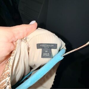 Ann Taylor Petite Gold Sequin Trapeze Dress